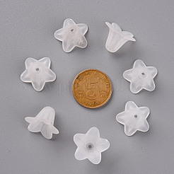 透明なアクリルビーズ  艶消し  花  ホワイト  17.5x12mm  穴：1.5mm  約770個/500g&nbsp;PLF018-01