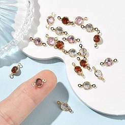 シェグレース 真鍮 パヴェ キュービックジルコニア フラット ラウンド コネクター チャーム  カドミウムフリー＆ニッケルフリー＆鉛フリー  長持ちメッキ  18KGP本金メッキ  ミックスカラー  11x6x3mm  穴：1mm&nbsp;XGRQ2O358-443G