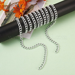 アルミカーブチェーン  溶接されていない  銀  12x9x2mm&nbsp;X-CHA-T001-25S