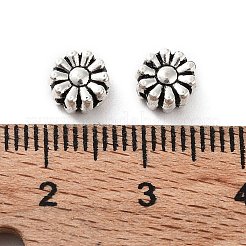 チベット風合金ビーズ  カドミウムフリー＆鉛フリー  花  アンティークシルバー  6x6x3.5mm  穴：1.4mm  約1851個/1000g&nbsp;FIND-Q094-30AS