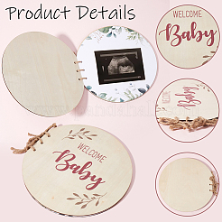 Round with Word Welcome Baby Wood Baby Shower Guest Book Alternatives for Boy or Girl&nbsp;DIY-WH20002-58A
