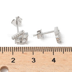 スターリングシルバーのクリアキュービックジルコニアスタッドピアス925個  ハート  プラチナ  7.5x8.5mm&nbsp;EJEW-Q032-01C-P