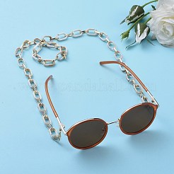 眼鏡チェーン  眼鏡用ネックストラップ  天然石風スタイルのアクリル＆アルミニウムペーパークリップチェーン付き  合金カニカンとラバーループエンド  リネン  29.25インチ（74.3cm）&nbsp;AJEW-EH00072-05