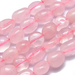 天然マダガスカル ローズクォーツビーズ連売り  タンブルストーン  ナゲット  10~11x7~8x5~6mm  穴：0.8mm  約37個/連  15.75インチ（40cm）&nbsp;G-O186-B-09