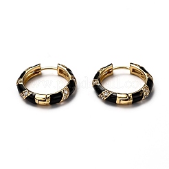Brass Micro Pave Clear Cubic Zirconia Huggie Hoop Earrings&nbsp;EJEW-H121-22G