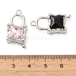 ラックメッキ合金ラインストーンペンダント  ロック  ミックスカラー  27x13.5x6mm  穴：1.6mm&nbsp;PALLOY-P303-10P