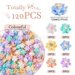 120個6色不透明樹脂カボション  花  ミックスカラー  12mm  20個/カラー&nbsp;CRES-TA0001-28