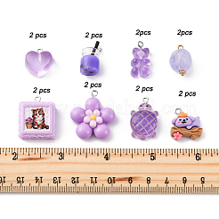 16Pcs 8 Styles Opaque Resin Pendants&nbsp;RESI-FP0001-30