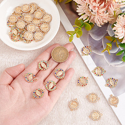 40Pcs 2 Styles Flat Round Alloy Connector Charms&nbsp;FIND-GO0001-33