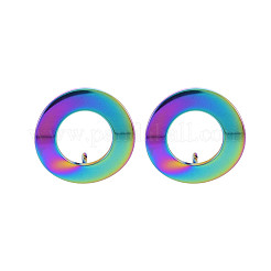レインボーカラー 304 ステンレススチール スタッド イヤリング 金具  カン付き  リング  18mm  穴：3mm  ピン：0.7mm&nbsp;STAS-N098-018