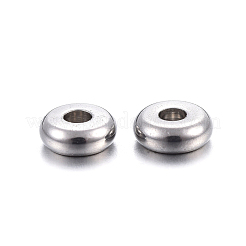 変色しにくい304ステンレススチールスペーサービーズ  フラットラウンド  ステンレス鋼色  4x1.2mm  穴：1.2mm&nbsp;STAS-F191-13P-A