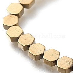 電気めっき合成非磁性ヘマタイト ビーズ 連売り  六角  黄金メッキ  4.2x4x2mm  穴：0.6mm  約102~104個/連  16.02インチ（40.7cm）&nbsp;G-C154-B01-01D