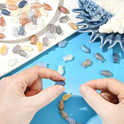 9色のフロストガラスビーズ連売り90個  魚  ミックスカラー  15x8.1x5mm  穴：0.9~1mm  10個/カラー&nbsp;GLAA-SC0002-86