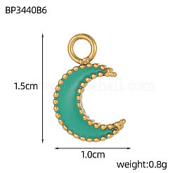 ムーンチャーム 304ステンレススチール エナメルペンダント  18KGP本金メッキ  イオンプレーティング（ip）  ミックスカラー  15x10mm&nbsp;STAS-OY004-08G