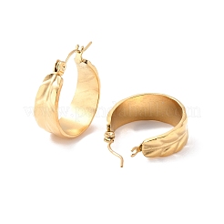 イオンプレーティング（IP）304ステンレススチールリーフ厚手フープピアス（女性用）  ゴールドカラー  20.5x19.5x8mm  ピン：0.5mm&nbsp;EJEW-P198-02G