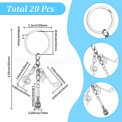 20Pcs Alloy Microphone & Musical Note Keychains&nbsp;KEYC-SC00045