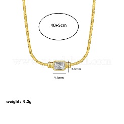 304 Stainless Steel Pave Clear Cubic Zirconia Rectangle Flat Snake Chain Necklaces for Women&nbsp;WG1F72A-01