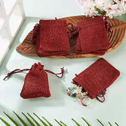 20Pcs Rectangle Polyester Imitation Burlap Packing Pouches Drawstring Bags&nbsp;ABAG-TA0001-96C