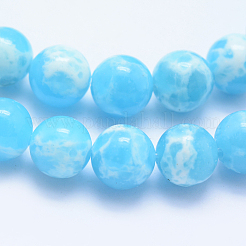 合成インペリアルジャスパービーズ連売り  ラウンド  空色  8~8.5mm  穴：1mm  約45個/連  15インチ&nbsp;G-F531-8mm-H05