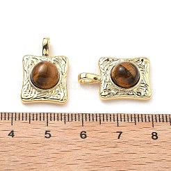 Brass Tiger Eye Pendants&nbsp;KK-B129-11G
