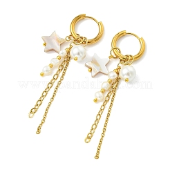 Natural Freshwater Shell Hoop Earrings&nbsp;EJEW-JE07145-01