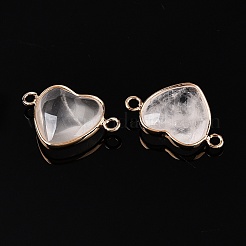 天然石と合成石のミックスラブハートペンダント  真鍮製のハートチャーム  ゴールドカラー  15.5x23x6mm  穴：1.8~2mm&nbsp;G-T138-205M-G