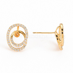 Brass Micro Pave Clear Cubic Zirconia Stud Earring Findings&nbsp;KK-S240-240-NF