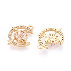 Brass Pave Clear Cubic Zirconia Pendants&nbsp;KK-T074-102G