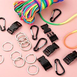 DIYナイロンコードブレスレット  ひも  犬用首輪作成キット  ナイロンコードを含む  アルミカラビナ  鉄製のスプリットキーリングとプラスチック製のバックル  ミックスカラー  ナイロンコード: 20 メートル/セット&nbsp;DIY-LS0003-88