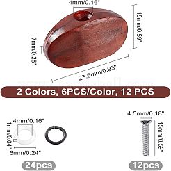 2セット2色のプラスチック製ギターチューナーマシンヘッド半円ボタン  鉄ネジとプラスチックリング付きギターアクセサリー  ミックスカラー  15x23.5x7mm  穴：4mm  1セット/カラー&nbsp;FIND-FH0002-78