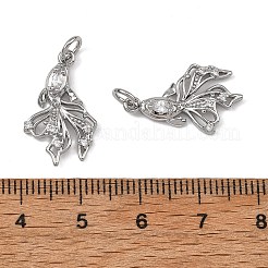 シェグレース 真鍮 パヴェ クリア キュービックジルコニア ペンダント  金魚チャーム  カドミウムフリー＆ニッケルフリー＆鉛フリー  長持ちメッキ  プラチナ  20x12x4mm  穴：3.5mm&nbsp;XGRQ4D542-660P