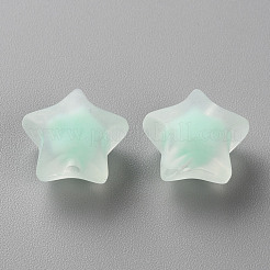 透明なアクリルビーズ  艶消し  二層ビーズ  スター  アクアマリン  14x15x8.5mm  穴：2mm  約518個/500g&nbsp;TACR-S152-02C-SS2111