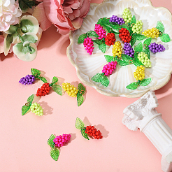 20Pcs 5 Styles Glass Seed Beaded Grape Pendants&nbsp;PALLOY-CA00022