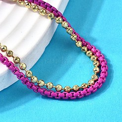 Brass Beaded Double Strand Bracelets&nbsp;BJEW-U040-02G-01