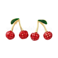 Cherry Brass Enamel Dangle Stud Earrings&nbsp;EJEW-U062-02B-G