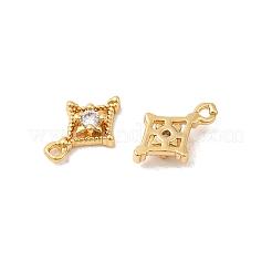 真鍮製マイクロパヴェキュービックジルコニアペンダント  菱形チャーム  ニッケルフリー  18KGP本金メッキ  10x6.5x2mm  穴：1mm&nbsp;KK-P340-28G