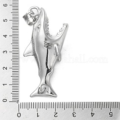 変色しない304ステンレススチールの大きなペンダント  サメチャーム  ステンレス鋼色  52x14x21mm  穴：9x5mm&nbsp;STAS-D091-02AS
