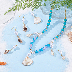 8Pcs 4 Styles Natural Spiral Shell Pendants and ABS Plastic Imitation Pearl Beads&nbsp;PALLOY-PH01748