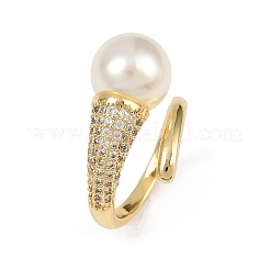 Brass Micro Pave Cubic Zirconia Cuff Rings for Women&nbsp;RJEW-F186-01G