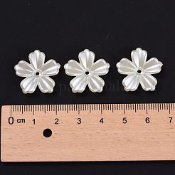 5 弁型ABSプラスチック製パール調花座ビーズキャップ  乳白色  20x20x4mm  穴：1.5mm&nbsp;OACR-R016-21
