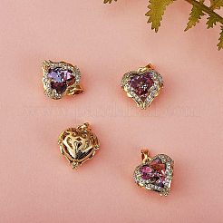 4Pcs Brass Rhinestone Pendants&nbsp;KK-SZ0005-34