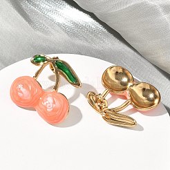 チェリー304ステンレススチールエナメルスタッドピアス  イオンプレーティング（ip）  長持ちメッキ  18KGP本金メッキ  ミックスカラー  22x23~23.5mm&nbsp;EJEW-B156-01G