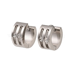 304 Stainless Steel Cubic Zirconia Hoop Earrings for Women&nbsp;SA-CBAF36C-02B-P