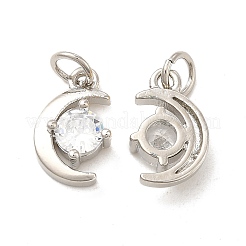 Rack Plating Brass Micro Pave Clear Cubic Zirconia Pendants&nbsp;KK-E081-11P