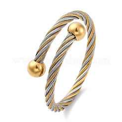 304 Stainless Steel Torque Bangles for Women&nbsp;BJEW-P310-12GP