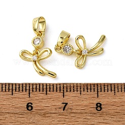 真鍮製マイクロパヴェキュービックジルコニアペンダント  ちょう結びのチャーム  18KGP本金メッキ  17x9x2mm  穴：4x2.5mm&nbsp;KK-F911-08G