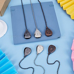 3セット3色の合金製天井ファンプルチェーンエクステンダー  鉄球チェーンを有する  ティアドロップとファンと電球のペンダント  ミックスカラー  326x3mm  1セット/色&nbsp;FIND-CP0001-76