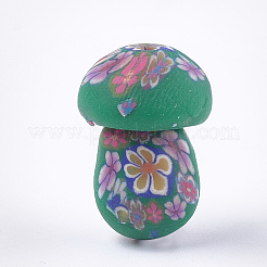 手作り樹脂粘土ビーズ  片穴ビーズ  花とキノコ  ミックスカラー  16.5~19.5x11~13x11~13mm  半分穴：0.7~1mm&nbsp;X-CLAY-T017-12