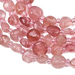天然石ストロベリークォーツビーズ連売り  ナゲット  グレードA  6~10x6~8.5x3.5~5.5mm  穴：0.8mm  約43~49個/連  15.75''（40センチメートル）&nbsp;GG-CBA3A44-C01-01