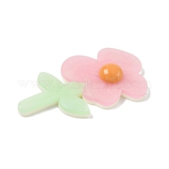 不透明なアクリル大きなペンダント  花  ピンク  70x37.5x9.5mm  穴：2mm&nbsp;OACR-I018-01A